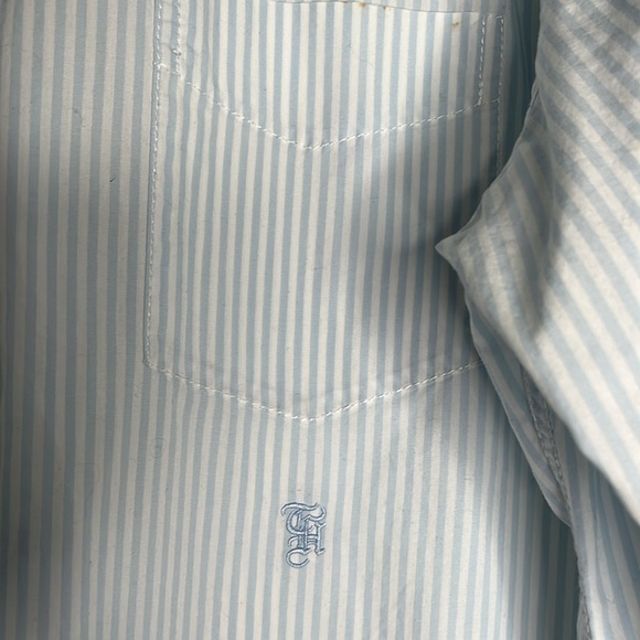 TOMMY HILFIGER Men's Light Blue Striped Shirt XL - Picture 3 of 9